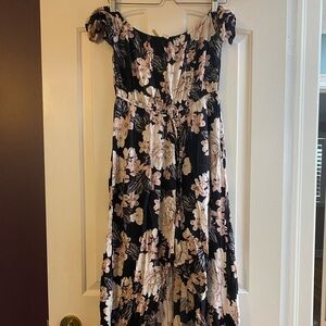 Forever 21 Black Maxi Dress with Blush Floral Print